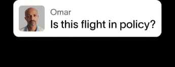 Chat message: Is this flight in policy?