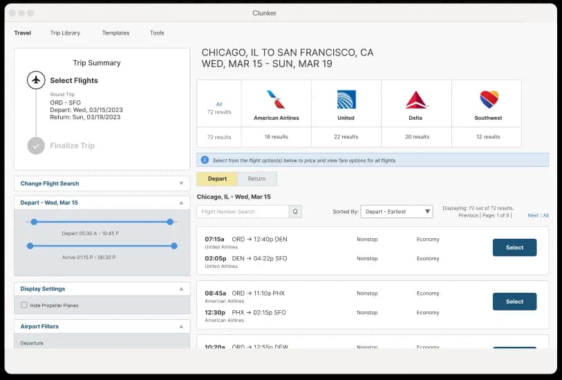 Legacy travel booking software